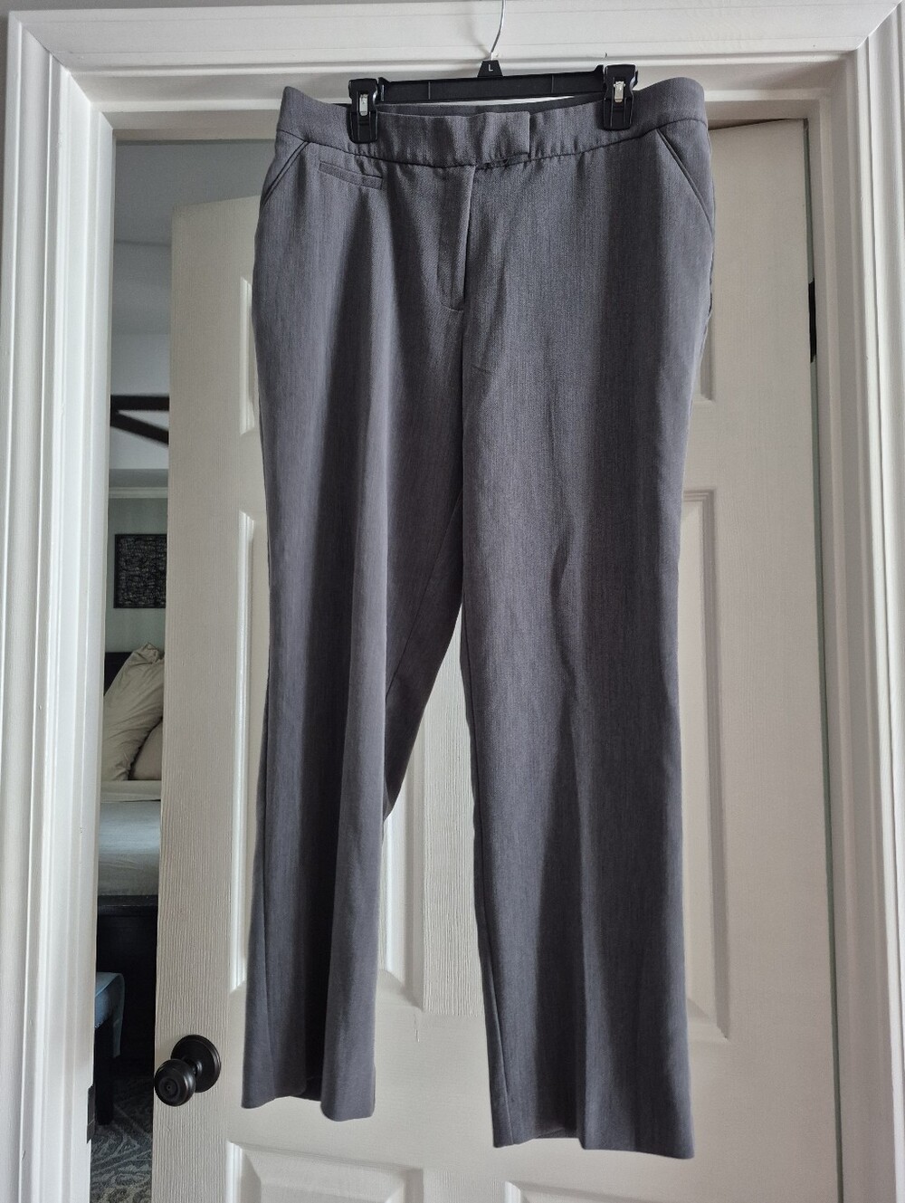Investments Grey Straight Leg Pull On Dress Pants Size 14 Short / Short Length